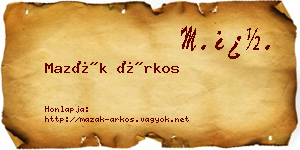 Mazák Árkos névjegykártya